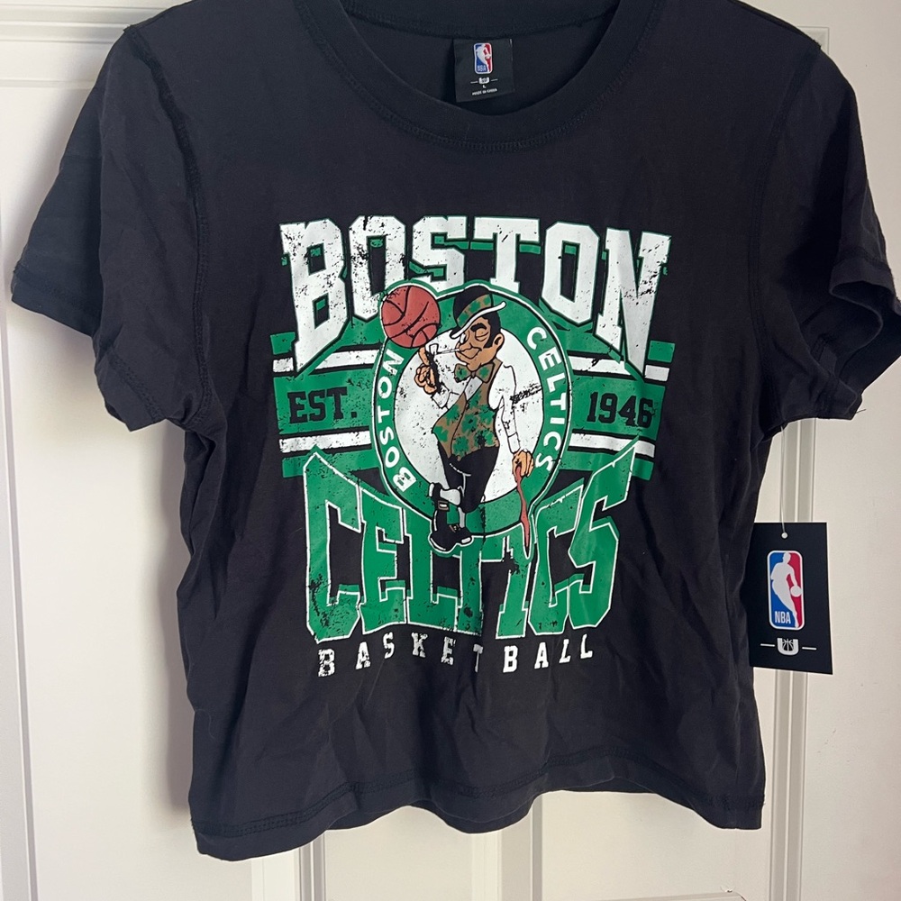 NBA Black and Green Boston Celtics Short Sleeve Tee